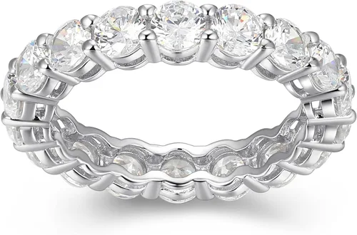 Miniatura 5 de Amazon Essentials Eternity Band - Anillo de plata de ley con circonita cúbica