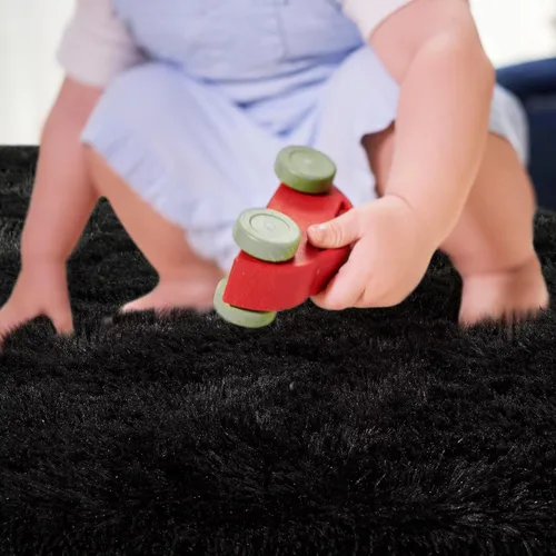 Miniatura 6 de junovo Alfombra de área lavable y antideslizante, alfombras de área pequeñas y esponjosas, alfombra peluda para sala de estar, alfombra suave