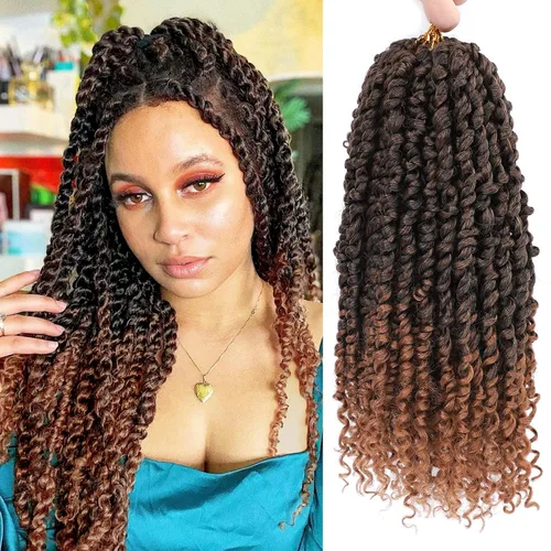 Miniatura 56 de Pelo de Passion Twist – 8 paquetes de 18 pulgadas Passion Twist Crochet para mujeres, cabello rizado pretrenzado Passion Twists extensiones de #2