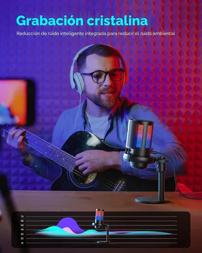 Miniatura 7 de Micrófono para juegos para PC: micrófono USB para Podcasts, Videos y Streaming - Micrófono condensador con silencio rápido y Filtro Pop - Micrófono