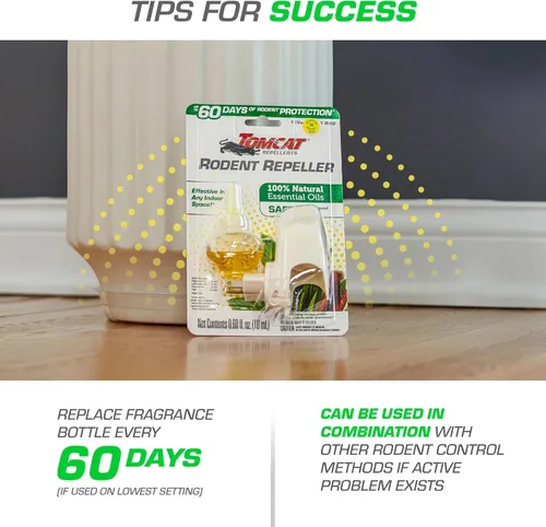 Miniatura 11 de Tomcat Repelente de Roedores con Aceite Esencial Enchufable con Aceite de Citronela, Canela y Menta, 1 Calentador y 1 Recarga Blanca