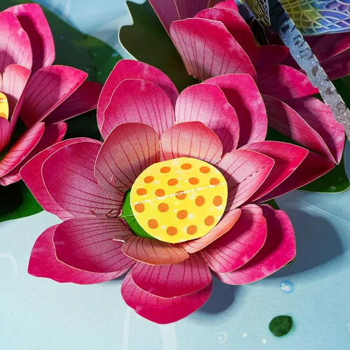 Miniatura 3 de CUTE POPUP Tarjeta desplegable 3D para mujer, libélula y loto, hecha a mano, tarjeta de felicitación de cumpleaños, día de la madre, pensando en ti