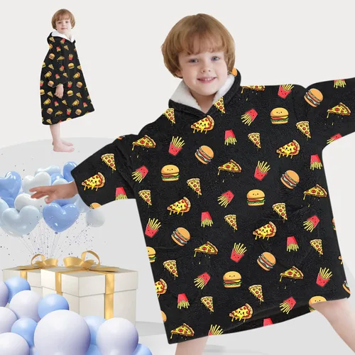 Miniatura 5 de Mewkou Manta con Capucha Portátil para Niños Sudadera con Capucha de Sherpa Extra Grande para Niños, Niñas y Niños Pequeños de 2 a 6 años