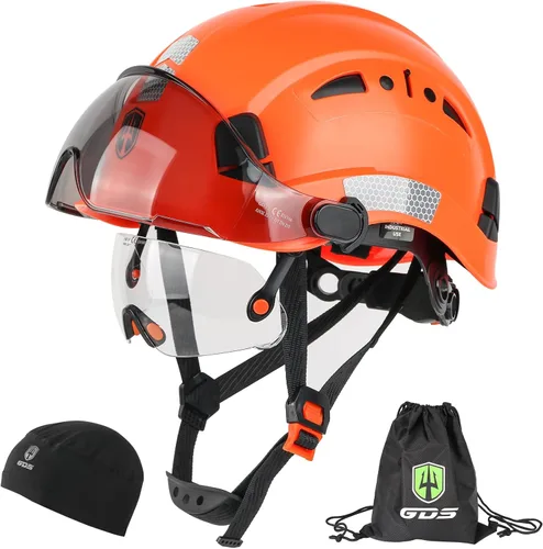 Miniatura 11 de GREEN DEVIL Casco de seguridad con visera tintada y transparente con ventilación Casco de construcción ABS Cascos de construcción para hombres Negro
