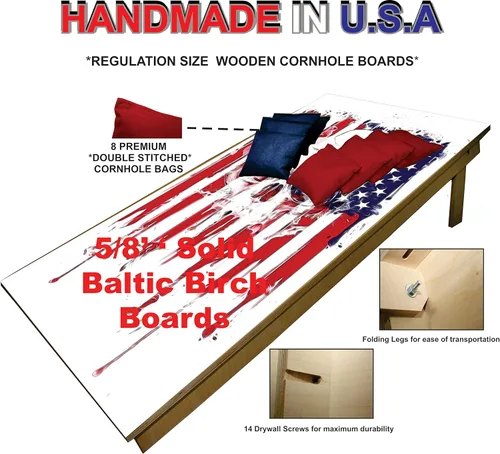 Miniatura 2 de BackYardGamesUSA Juego de tablas de cornhole de madera prémium hechas a mano – Serie Calavera – Hecho a mano en Estados Unidos, tamaño reglamentario