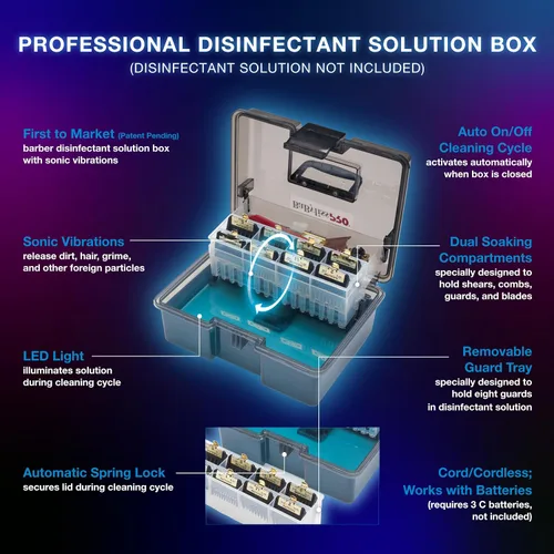 Miniatura 2 de BaBylissPRO BarberSONIC - Caja de almacenamiento desinfectante para cortadoras y cortadoras, protectores y accesorios de peluquería