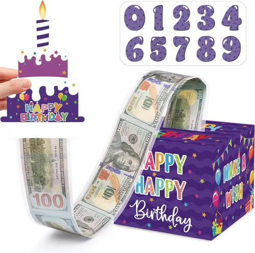 Miniatura 11 de Caja de Dinero de Cumpleaños para Tirar Regalo en Efectivo, Cajas de Regalo Sorpresa para Dinero, Caja Portadinero con Tarjeta de Feliz Cumpleaños