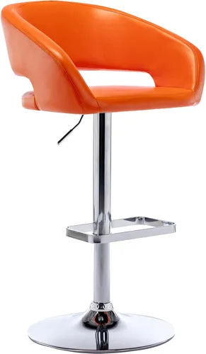 Miniatura 15 de Vogue Furniture Direct Taburete de bar ajustable con respaldo y brazos huecos, moderno taburete giratorio de piel sintética, silla de barra de Negro
