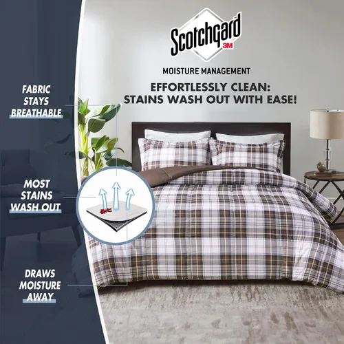 Miniatura 5 de Madison Park Essentials - Edredón a cuadros Parkston, funda a juego, funda 3M Scotchguard antimanchas, hipoalergénico, juego de ropa de cama
