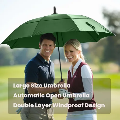 Miniatura 2 de MRTLLOA Paraguas para golf extragrande con apertura automática de 54, 62, 68 o 72 pulgadas, toldo doble ventilado, resistente al viento e