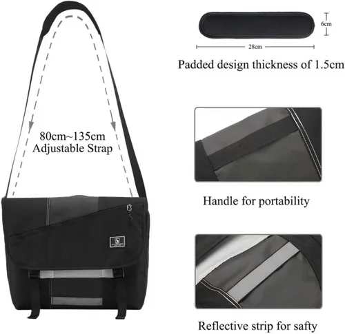 Miniatura 4 de OIWAS Bolsa tipo mensajero para hombre, 15.6 pulgadas, para laptop, bolsa cruzada para hombre, maletín para computadora, grande, trabajo, viajes