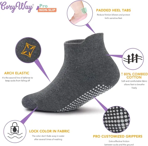 Miniatura 2 de CozyWay Baby & Toddler Socks with Grippers Non Slip Ankle Grip Socks For Boys and Girls - Comfy Soft Cotton - 12 Pack