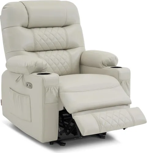 Miniatura 11 de MCombo Zero Gravity PR621 - Silla reclinable eléctrica con masaje de calor y vibración, silla reclinable con puertos USB, portavasos para sala
