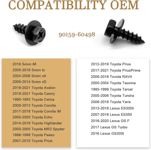 Miniatura 6 de 30 tornillos de cabeza hexagonal OE 90159-60498, tornillos de repuesto para RAV4 Avalon Camry Highlander Prius ES300h GS350