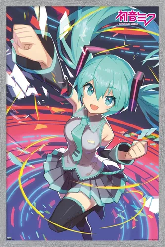 Miniatura 16 de Hatsune Miku - Póster de pared con puño, 22.4 pulgadas de largo x 14.7 pulgadas de ancho, versión enmarcada de madera de granero