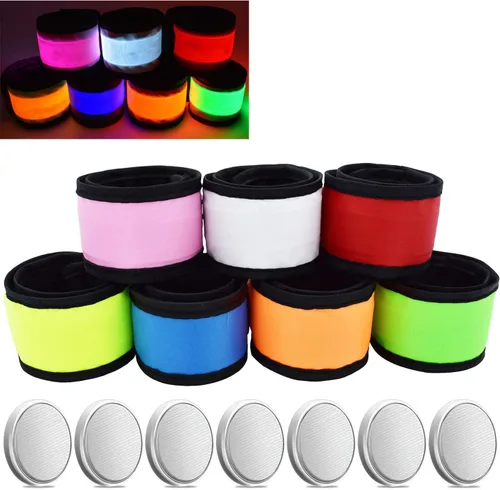 Miniatura 9 de Pulseras LED que brillan con luz para el brazo, bandas de muñeca intermitentes de alta visibilidad, luces de equipo de seguridad para ciclismo