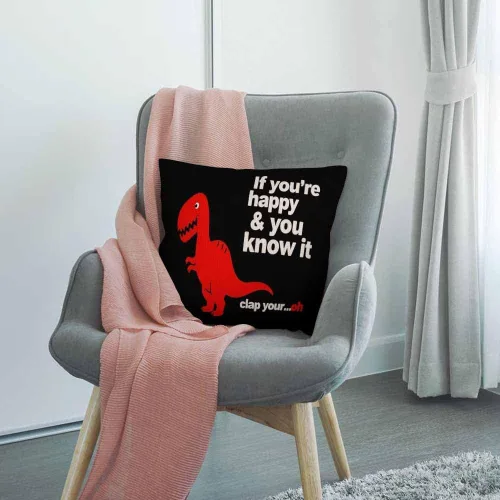 Miniatura 3 de HGOD DESIGNS Funda de almohada cuadrada de lino y algodón con dinosaurio rojo para hombres y mujeres, decoración del hogar, sofá, dormitorio, sala