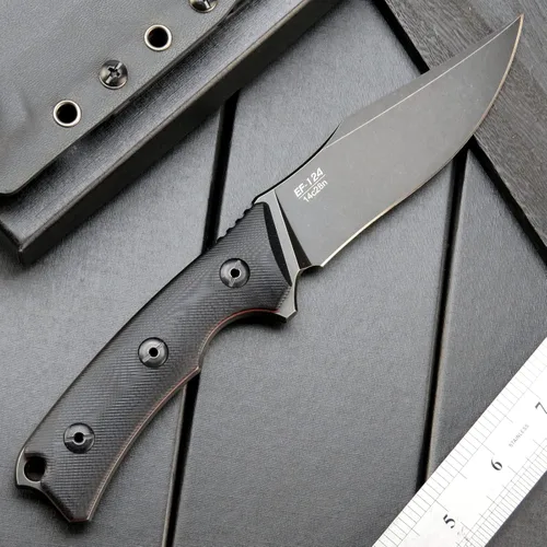 Miniatura 3 de Eafengrow EF124 Cuchillo de hoja fija 14c28n con hoja de acero recubierto de titanio negro, cuchillo fijo con mango G10 para acampar al aire libre