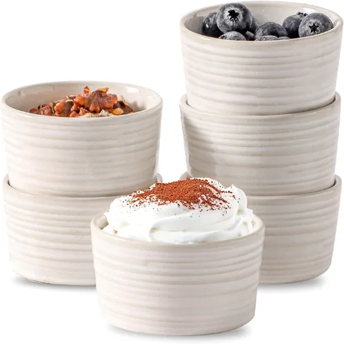 Miniatura 12 de Hasense Ramekins de 8 oz Aptos para Horno para Crème Brûlée, Juego de 6 Platos de Soufflé de Cerámica Aptos para Horno, Cuencos de Porcelana