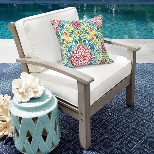 Miniatura 351 de Juego de 2 almohadas para exteriores de 16 x 16 pulgadas, repelentes al agua con interiores, para muebles de patio, hogar, jardín, geometría bohemia