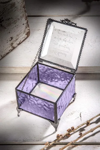Miniatura 6 de Caja de cristal púrpura personalizada vitrina decorativa de almacenamiento, organizador de joyas, regalo de recuerdo para amigas, hijas, hermanas