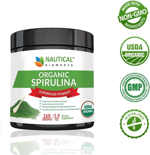 Miniatura 3 de Polvo de espirulina orgánica USDA de alta calidad, espirulina orgánica de algas verdes azules de California y Hawái, 100% vegetariana y vegana, sin