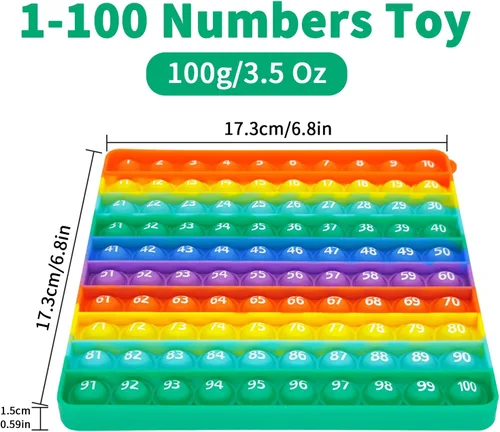 Miniatura 5 de Juguetes Sensoriales de Matemáticas Press Bubble: Números del 1 al 100, Contadores y Manipulativos para Dedos, Alivio del Estrés para Aula de Jardín
