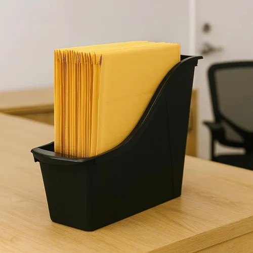 Miniatura 3 de Storex Papelera pequeña para libros, organizador de plástico entrelazado para el hogar, la oficina y el espacio de trabajo, color negro, paquete