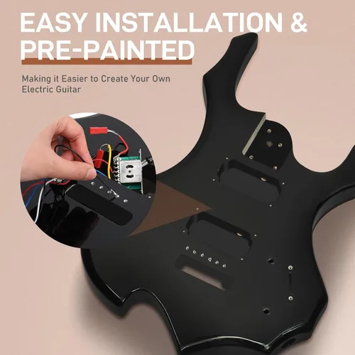 Miniatura 2 de Ktaxon Kit de guitarra eléctrica DIY con cuerpo sólido, kits de guitarra eléctrica de 6 cuerdas con cuello de arce, correa para el hombro, pastillas
