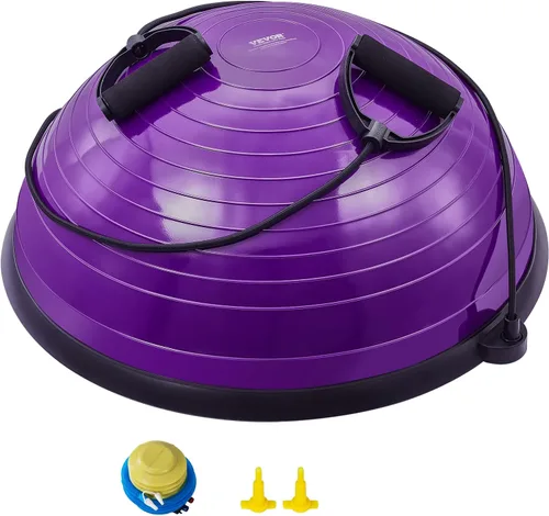Miniatura 11 de VEVOR Half Exercise Ball Trainer, 23/26 inch Balance Ball Trainer, 1500lbs Capacity Stability Ball, Yoga Ball with Resistance Bands & Foot Pump