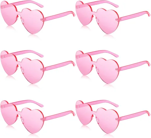 Miniatura 2 de Frienda 6 lentes de sol con forma de corazón rosa para fiestas y cosplay
