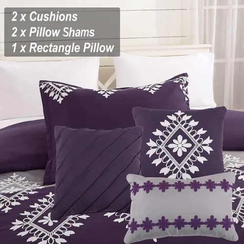 Miniatura 4 de MERRY HOME Juego de edredón de cama – Juego de edredón de tamaño King (14.11 oz/m²), juego de edredón de 7 piezas suave y cómodo para todas las Gris
