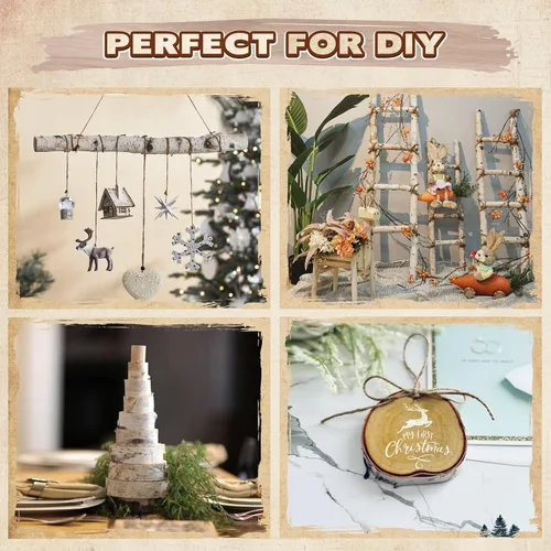 Miniatura 5 de Troncos de abedul para decoración de chimenea, 12 unidades, troncos decorativos para decoración de chimenea, madera de abedul rústica