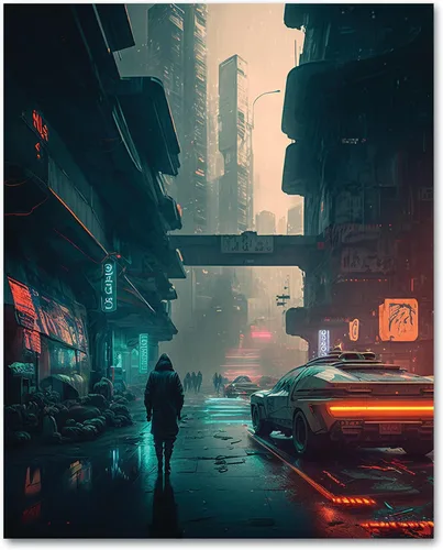 Miniatura 9 de My Vinyl Story Póster impreso de Ciudad Cyber Punk City para decoración de pared, arte de pared moderno, decoración estética, impresiones de 16 x 20