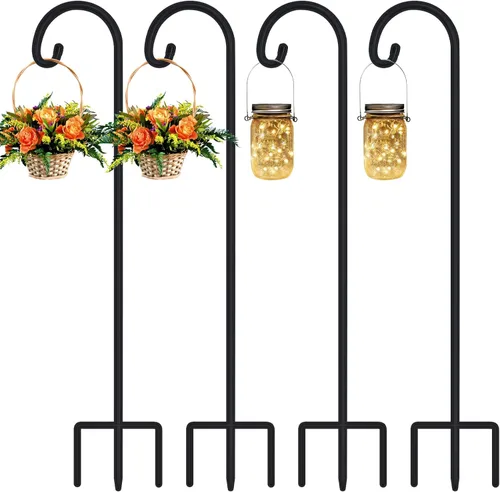 FEED GARDEN Ganchos Pequeños de Pastor de 48 Pulgadas para Exteriores, Gancho de Jardín para Linternas, Ganchos de Pastor para Plantas Colgantes,