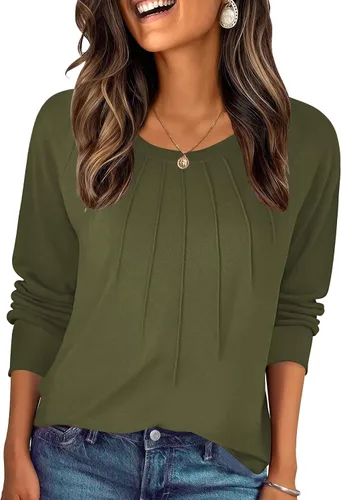 Miniatura 18 de Zeagoo Blusas de otoño para mujer, camisas de manga larga, blusas casuales de algodón, blusas plisadas elegantes 2025