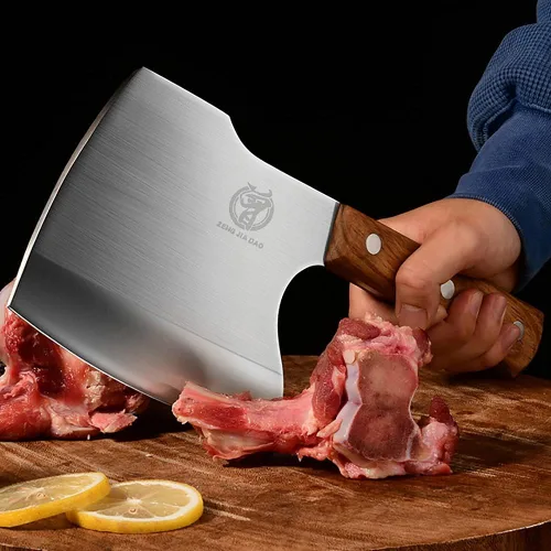 Miniatura 4 de Big Bones - Cuchillo de carnicero resistente, picador de hachas para cocina, restaurante, granja y matadero, cortar cualquier hueso, mango de madera