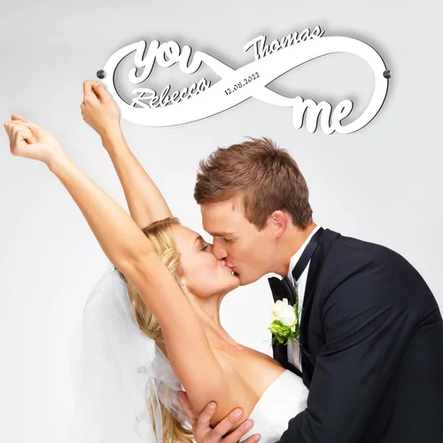 Miniatura 9 de Decoración de pared infinito, luz nocturna LED personalizada de madera, nombres de parejas, letrero infinito para San Valentín, boda, aniversario