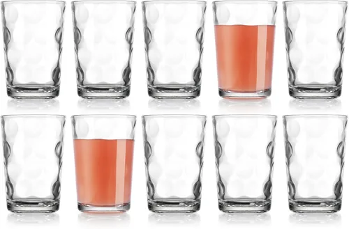 Miniatura 6 de Home Essentials - Juego de 10 vasos de jugo, cristalería de 7 onzas, vasos pequeños con lente circular interior. Ideal para jugo, leche, agua; aptos