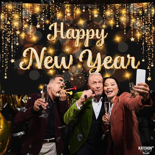Miniatura 7 de KatchOn, Banner de Feliz Año Nuevo 2026 - XtraLarge 72x44 Pulgadas Telón de Fondo de Feliz Año Nuevo para Decoraciones de Año Nuevo 2026 Banner