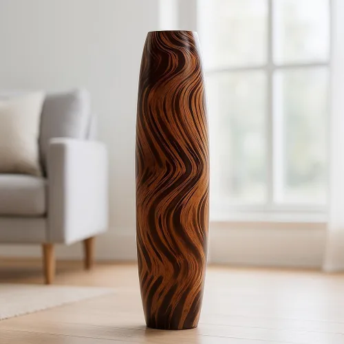 Miniatura 25 de Leewadee Jarrón grande negro para decoración del hogar, de madera, de 26 pulgadas de alto, decoración de granja, soporte para flores para plantas