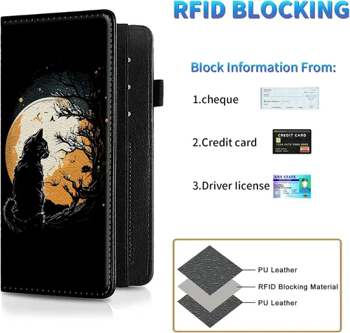 Miniatura 46 de Funda para chequera para hombres y mujeres, cartera de cuero RFID con ranuras para tarjetas de crédito, soporte de cheques duplicados personales