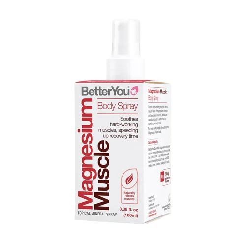 BetterYou Spray corporal muscular de magnesio - Spray de alivio muscular - Aceite de magnesio, árnica y limón - Calor suave para la recuperación
