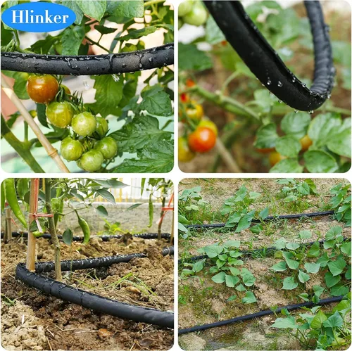 Miniatura 4 de Hlinker Manguera de remojo plana de 15 pies para camas de jardín, manguera de riego por goteo constante enlazable de 15 pies y 1/2 pulgadas, ahorra