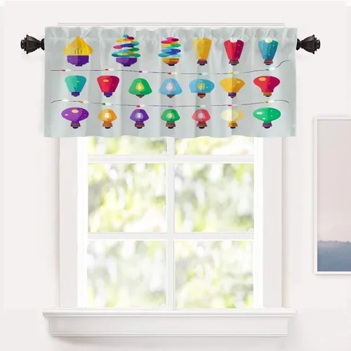 Miniatura 94 de Shrahala Floral Abstract Design Blackout Curtain Tiers, Minimalist Flower Illustration Kitchen Valance Light Blocking Tier Drapes with Rod Pocket, 2