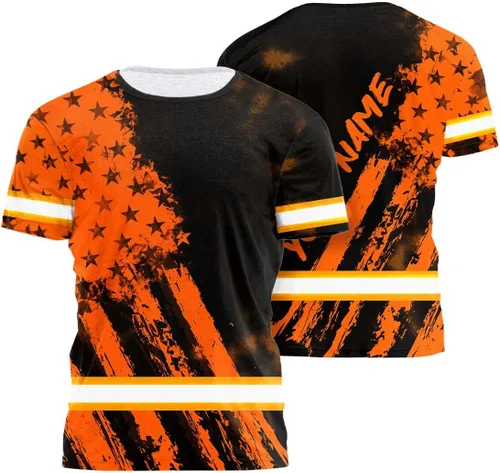 Miniatura 25 de Camisa de alta visibilidad con bandera de Estados Unidos de color para hombres y mujeres, con nombre personalizado, camisa de seguridad reflectante