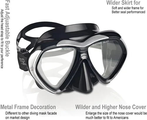 Miniatura 2 de Máscara de buceo para adultos, gafas de esnórquel antivaho de vidrio templado, gafas de natación con cubierta para la nariz, equipo de esnórquel