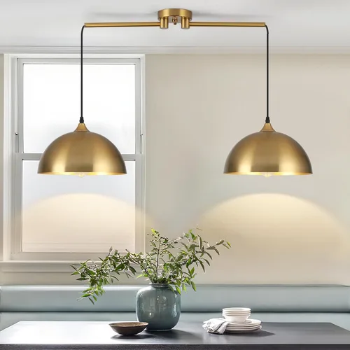 Miniatura 9 de Luces colgantes para isla de cocina, 2 luces, lámpara colgante de cúpula roja, moderna lámpara de comedor, iluminación de isla de cocina, luces Rojo