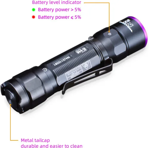 Miniatura 3 de E-H6 - Linterna UV de 365 nm, luz negra profesional pequeña AA ultravioleta para curado de resina, minerales, orina de mascotas, caza de escorpiones