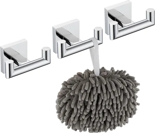 Miniatura 13 de KOKOSIRI Gancho para Bata de Baño Ganchos Dobles para Toalla y Abrigo Negro Mate para Baño Cocina Montaje en Pared, Paquete de 2 Acero Inoxidable